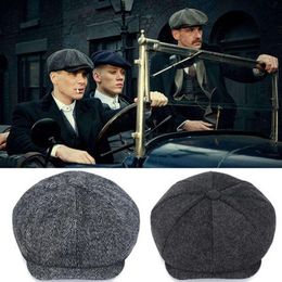 Winter Heren Dames Krantenverkoper Hoeden Baret Cap Vintage Visgraat Gatsby Tweed Peaky Blinders Hoed