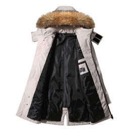 Hiver mi-long col de fourrure à capuche mode Street Style esstenialshoody manteau polyvalent de haute qualité vêtement décontracté chaud rempli de duvet