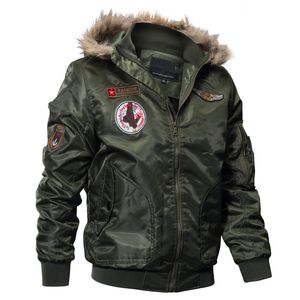Veste de bombardier d'hiver Hommes Armée Veste tactique de la laine chaude Vêtements de dessus sur Parkas Hoodie Pilot manteau M-4XL