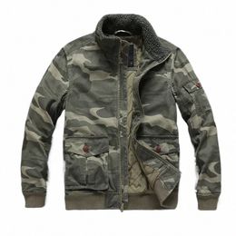 Veste en jean militaire d'hiver hommes polaire Cott multi-poches Camoue vestes épaisses rétro Cargo Jeans manteaux Jaqueta Masculina Q8Nr #