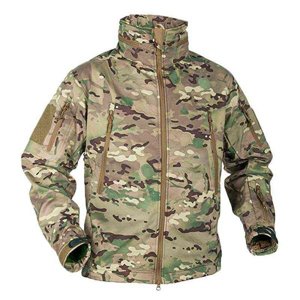 Hiver Militaire Polaire Veste Hommes Soft shell Tactique Étanche Armée Camouflage Manteau Airsoft Vêtements Multicam Coupe-Vent 211110