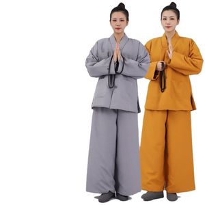 Wintermonniken Nonnenkleding Dikke katoenen gewatteerde jas Broek Tempelmonnik en non Warm gewatteerd pak Jasbroek Boeddhisme Uniform