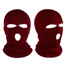 Winter motorfiets fietsen 3 gaten maskers Warm wol brei volle gezicht deksel ski masker balaclava hoed buiten unisex acryl beanies cap