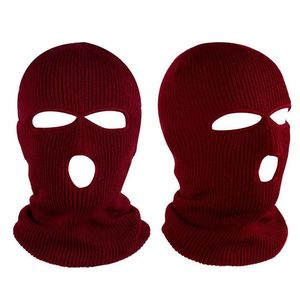 Winter motorfiets fietsen 3 gaten maskers Warm wol brei volle gezicht deksel ski masker balaclava hoed buiten unisex acryl beanies cap