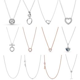 Winter nieuwe 100% 925 sterling zilveren pan klassieke kabel ketting mousserende sneeuwvlok Collier maan sterren hart ketting Q0531