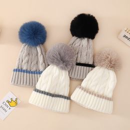 Chapeau d'hiver pour bébé de 0 à 12 mois, joli pompon en coton doux, tricoté chaud, pour nouveau-né, garçon et fille, chapeaux pour tout-petits