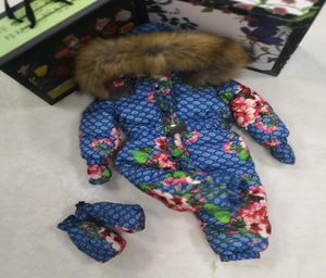 Winter pasgeboren babykleding 90 Duck039s Down Jacket Baby Boys Girls Dikke jumpsuits With Real Fur Kids Snow Suit 2823118