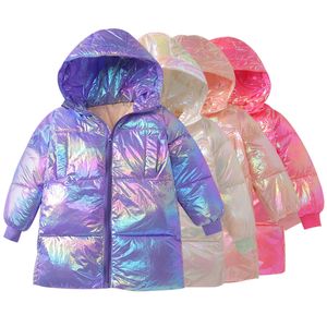 Hiver nouveaux vêtements rembourrés en coton pour enfants moyens et longs colorés face vers le bas veste rembourrée en coton pour garçons et filles LJ201017