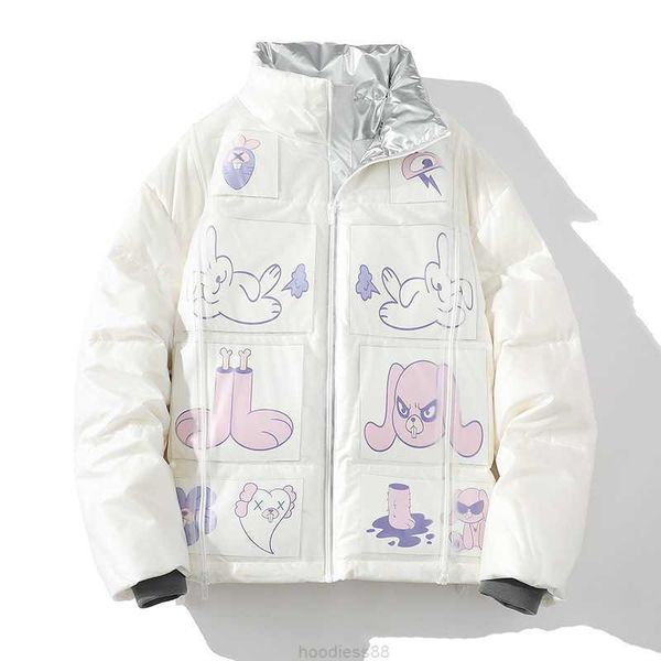 Hiver nouvelle mode doudoune hommes sans lavage épais col montant dessin animé conception amoureux émotionnels imperméable de haute qualité manteau Designer Style 348