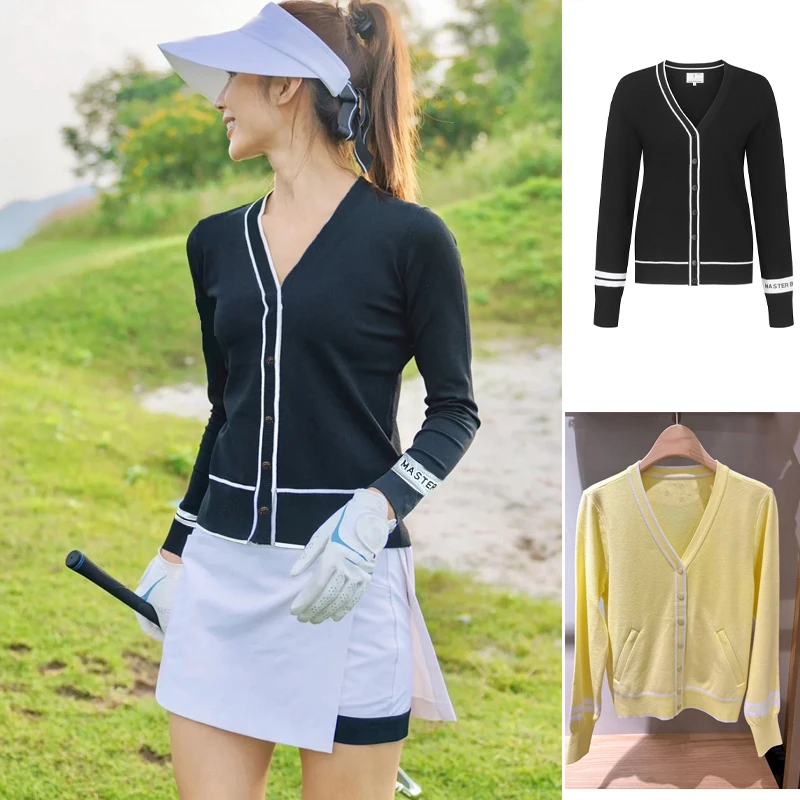 Hiver New Golf Women's Tricot Cardigan Sweater Slim Fit Elastic Warm Anti Pilling High Quality Outdoor Loisking Sports