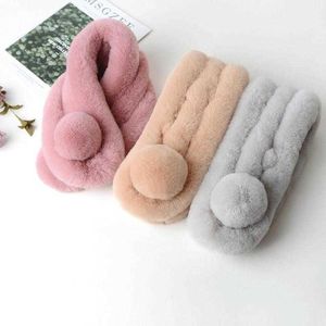 Hiver nouvelle Imitation lapin fourrure écharpe mode couleur chaud en peluche bavoir chaud fourrure douce écharpe grande boule fourrure col écharpe H0923