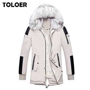 Hombres de invierno Parkas Moda para hombre Casual Grueso Cálido Parka Chaqueta de estilo largo Hombre Cómodo Cuello de piel Con capucha Parka Abrigo 3XL 201127