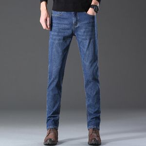 Hiver nouveaux hommes chaud coupe ajustée jean affaires salopette épaissir Denim pantalon marque polaire Stretch pantalons droits décontractés mâle grande taille 4xxxl