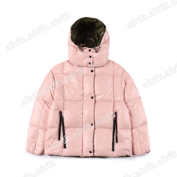 Invierno Nueva chaqueta de plumón con capucha rosa Diseño Moda Abrigo de pan Abrigo Abrigo de plumón lacado Abrigo de chaleco impermeable para mujer Abrigo de plumón de pan grueso Abrigo