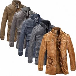 Veste d'hiver en PU pour hommes, coupe-vent de rue, manteau en cuir, vêtements épais, polaire, pardessus décontracté, M-4XL 22Nn #