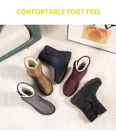 Nuevas botas de nieve de invierno para mujer, zapatos de algodón impermeables de alta calidad, informales, de manga corta, de felpa, talla grande 43