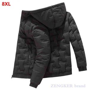 Winter Nieuwe Stijl Jonge Heren Plus Size Fashion Casual Hooded Jas Lichtgewicht Donsjack Zwart Warm Puffer Jacket 8XL 7XL Y1103