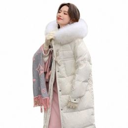 Invierno nuevo collar de lana gruesa 90% pato blanco abajo mujeres abajo abrigo longitud media capucha a prueba de viento slim fit engrosado cálido abrigo a tope U2ql #