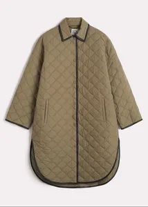 Inverno nova tote/me acolchoado casulo comprimento médio solto versátil casaco casaco de algodão feminino diamante xadrez