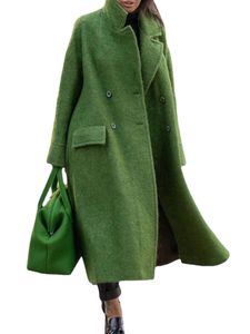 Hiver nouvelles femmes mélange laine manteau automne rue dame longue élégant Cardigan manteaux Vintage imprimé fleuri poche à manches longues veste
