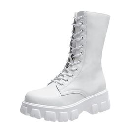 Winter nieuwe vrouwen casual laarzen mode warme laarzen topkwaliteit PU lederen platform militaire laarzen maat 35-40