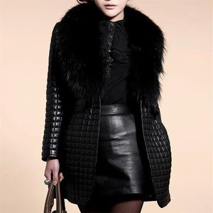 Manteau d'hiver en fausse fourrure pour femme, vestes en Pu noir, manteau Plus coton en cuir Pu, vêtements d'extérieur longs décontractés à la mode, haut chaud