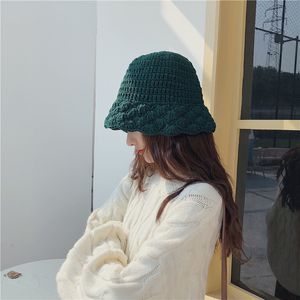 Winter nieuwe vrouwen moderne gebreide hoed Koreaanse chique vouwen gebreide elastische warme emmer hoed hiphop vrouwtje