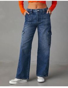 Hiver nouveau Y K Style femmes taille moyenne Cargo jean mode haute Stretch Denim jambe droite pantalon décontracté dames pantalon