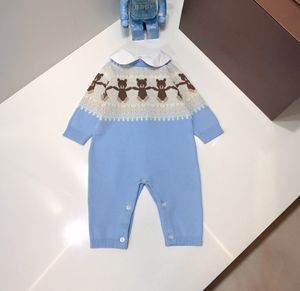 Winter pasgeboren babyjongen gebreide rompertjes baby meisjes cartoon lange mouw jumpsuits peuter kinderen romper 6-24 maanden