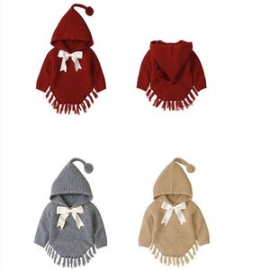 Hiver Nouveau-né Bébés Filles Poncho Chandails Tricotés Manteau Mignon Belle Toddler Enfants Bowknot Veste Outwear Manteau Automne Vêtements 20220926 E3