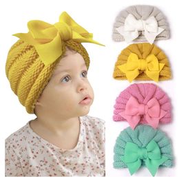 Chapeau d'hiver pour nouveau-né, nœuds tricotés, Turban pour enfants, Bonnet pour bébé fille, Bonnet chaud pour tout-petit, accessoires pour couvre-chef pour bébé de 0 à 4 ans