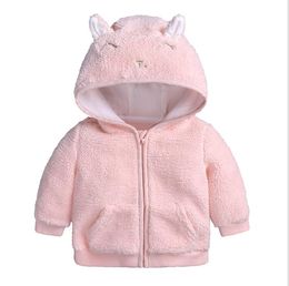 Winter pasgeboren baby baby jongens meisjes cartoon oor hooded trui tops warme kleding snoep kleur jas kinderkleding