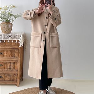 Hiver Design Original Trench Coat Laine Double Face Manteau En Cachemire Femme Mi-longue Grande Taille Haut De Gamme Laine Lâche Épaissi Manteau De Laine