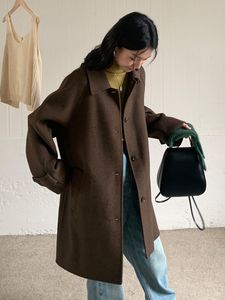 Manteau d'hiver mi-long haut de gamme pour femmes, Design Original à col rabattu, tendance, haut de gamme