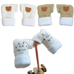 Gants de vélo pour enfants en plein air d'hiver, doublure polaire d'ours de dessin animé, mitaines de Scooter épaisses pour enfants, gants d'équitation pour garçons et filles 231229