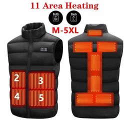 Winter Outdoor Heren Elektrisch Verwarmd Jas usb Verwarming Vest Winter Thermische Kleding Thermostatische Dubbele Schakelaar Warm Hunting Jacket 211104