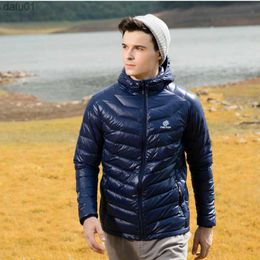 Winter Outdoor Super licht donsjack voor heren Effen kleur Hooded ultralichte jas winddicht warme uitloper Slim ski-wandeljack L230520