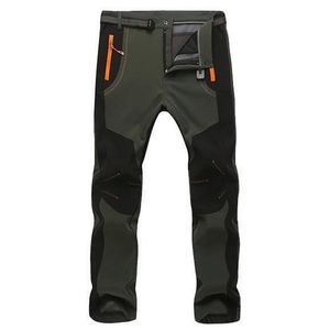 Winter uitloper broek mannen dikke warm waterdicht windbreker broek mannelijke innerlijke fleece zachte shell sportkleding thermische 210715