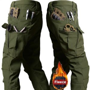 Winterbroek Heren Outdoor Winddicht Waterdicht Dikke Tactische Broek Softshell Fleece Militair Warm Multi-pocket Werk Camo 4XL 240126