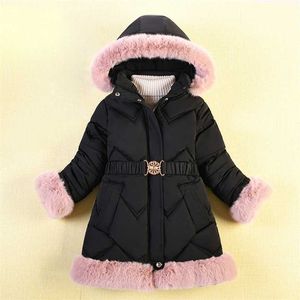 Winter Parkas Warm Down Jacket Kinderen Jas Hooded Solid For Girls Outwear S-kleding 3-8 jaar 211204