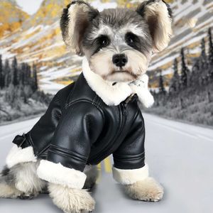 Hiver personnalité chien vêtements mode décontracté veste en cuir pour animaux de compagnie en plein air chaud chiot manteaux Hip Hop Punk animaux vêtements d'extérieur