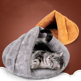 Winter huisdier kat bed kleine hond puppy kennel sofa polar fleece materiaal mat huis slaapzak warm nest