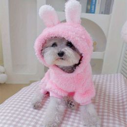 Vêtements pour animaux de compagnie d'hiver, sweat à capuche de conception de lapin en peluche, manteau de chiot du Nouvel An de Noël à l'extérieur, vêtements pour chiens chauds épais