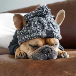 Hiver Pet Dog Hat Cap Noël Chaud Coupe-Vent s Accessoires En Laine Pour Petit Moyen s Bouledogue Français En Plein Air 211027