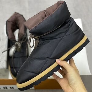 Zapatos planos de almohada de invierno para mujer, botines de plataforma de diseñador, botas de nieve con cordones y estampado cálido de alta calidad, 265