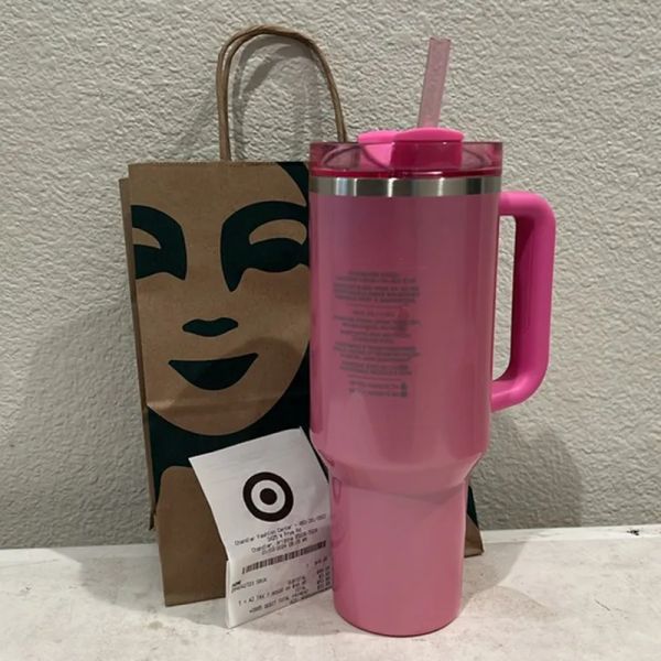 Hiver Pink H2.0 40oz tasses Cosmo Pink Parade gobelers tasses de voiture en acier inoxydable cible rouge flamanto café Valentin de la Saint-Valentin Gift Sparkle 0124