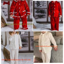 Hiver PJ enfants pyjamas de noël famille pyjamas ensemble pour femmes filles bébé garçon hommes pyjamas rouge blanc velours salon porter 240314