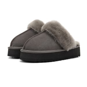 Winter platform Australische designer pantoffels bont muilezel pluizige slides echt lederen pantoffels-heren dikke bodem huis slipper schoenen slippers voor dames hoge kwaliteit