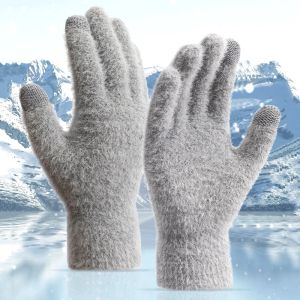 Gants chauds épais en peluche unisexe pour écran tactile, polaire thermique résistant au froid, coupe-vent, mitaines de ski pour course en plein air, hiver