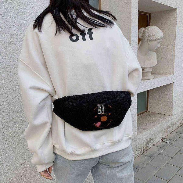 Hiver en peluche femme Fanny Pack grande capacité sacs de poitrine aléatoires mode nouveau velours bandoulière luxe femme Designer taille J220705